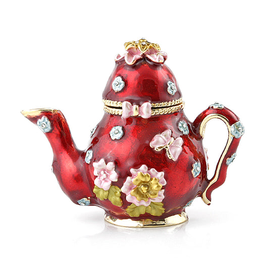 Red Coffee Pot Enameled Box