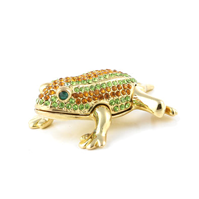Green and Orange Jeweled Frog Box
