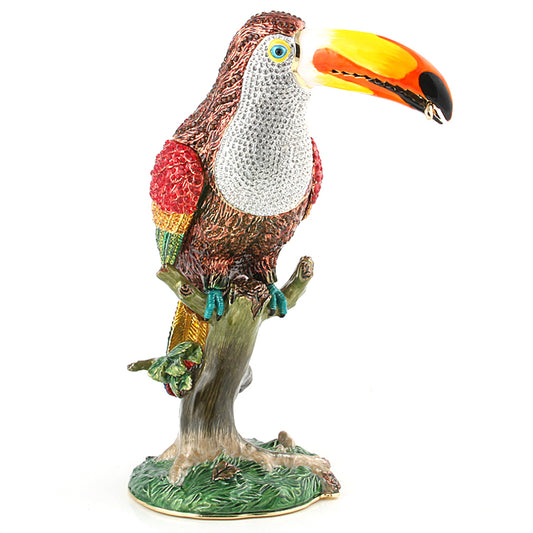 10.5" Tall Bejeweled Toucan Trinket Box