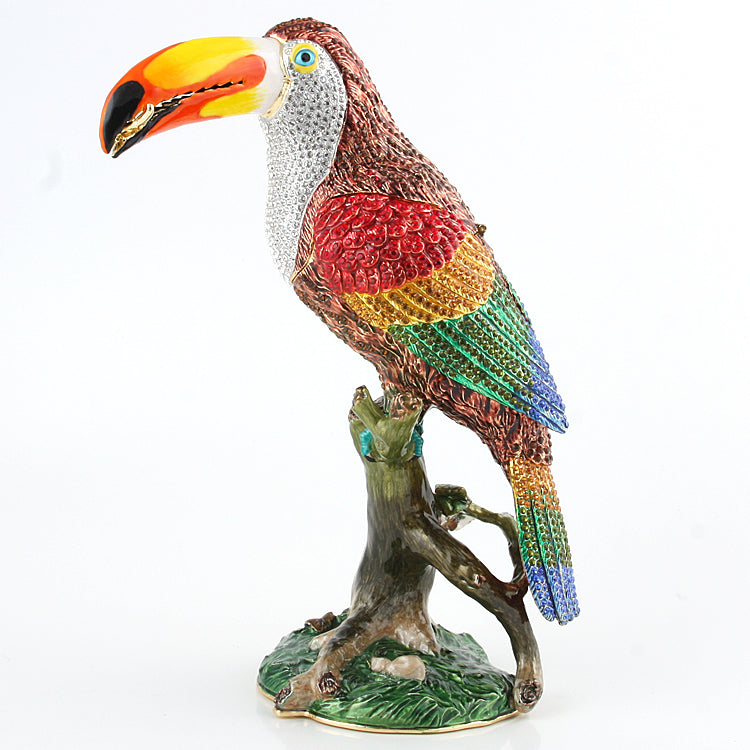 10.5" Tall Bejeweled Toucan Trinket Box