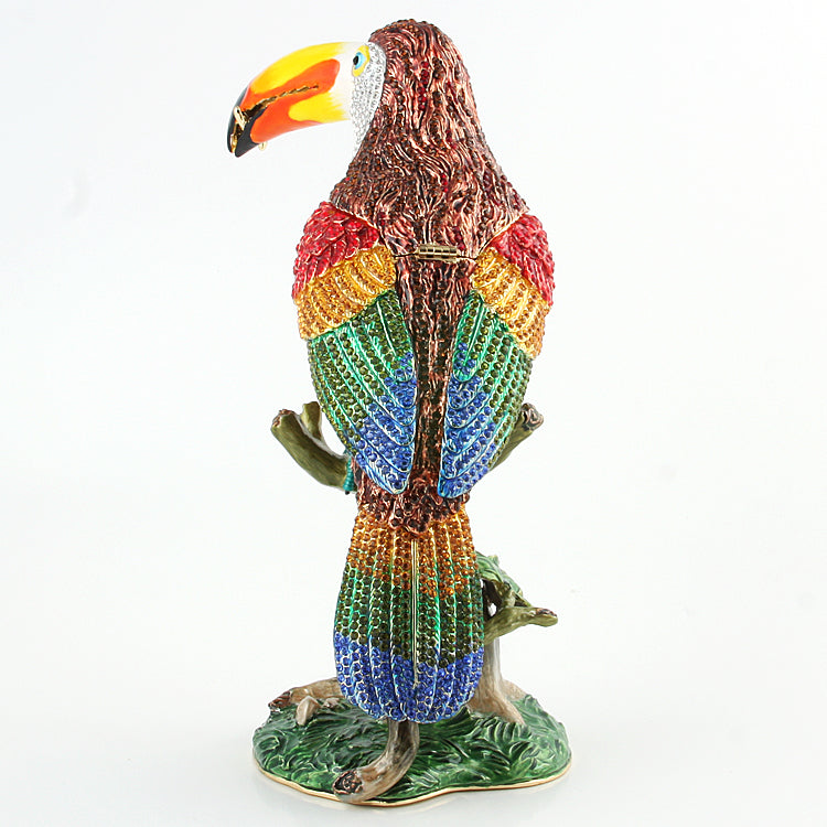 10.5" Tall Bejeweled Toucan Trinket Box