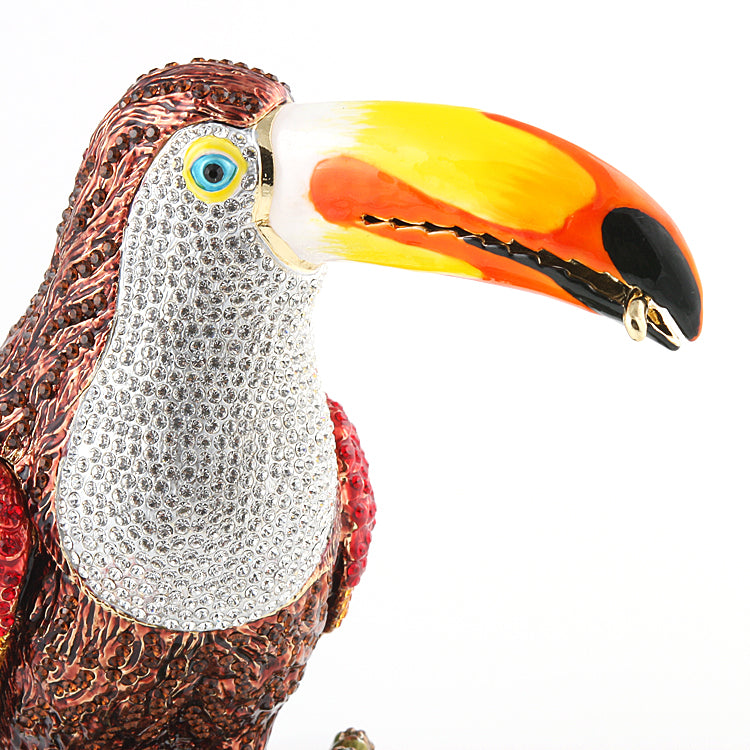 10.5" Tall Bejeweled Toucan Trinket Box