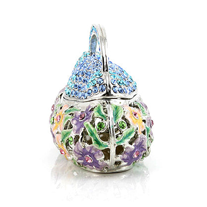 Blue Purse Trinket Box with Floral Design