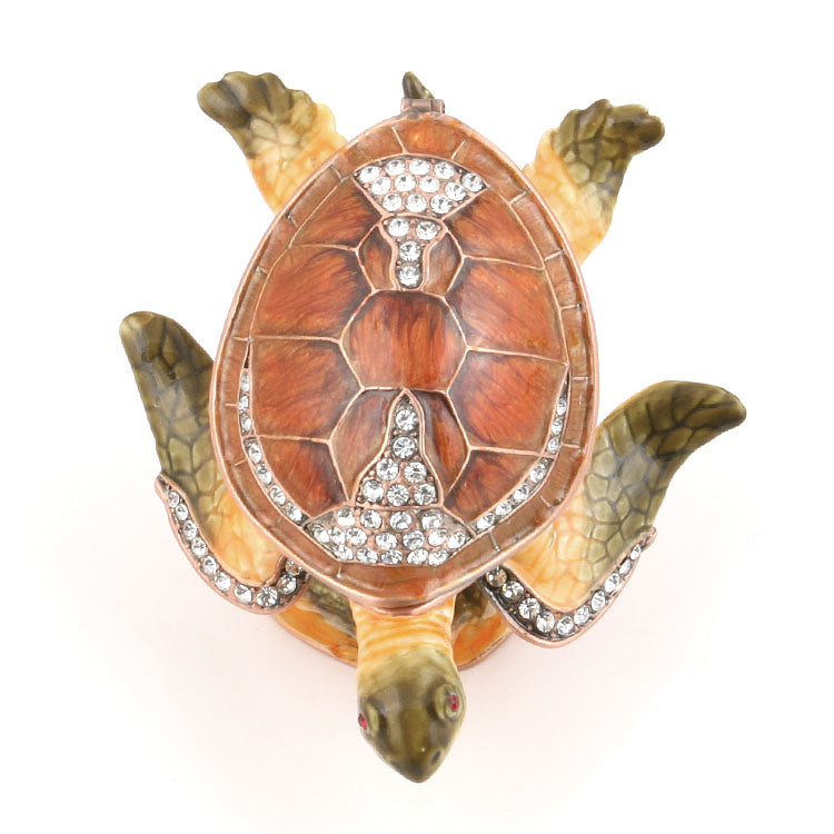 Swimming Turtle and Coral Trinket Box