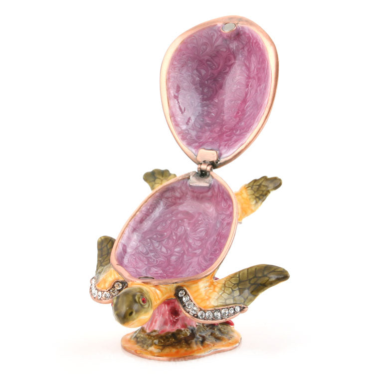 Swimming Turtle and Coral Trinket Box