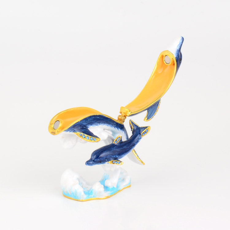 Dolphins in Water Trinket Box