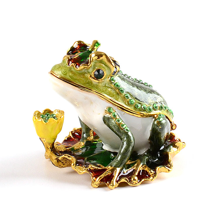 Happy Frog On Lily Pad Trinket Box