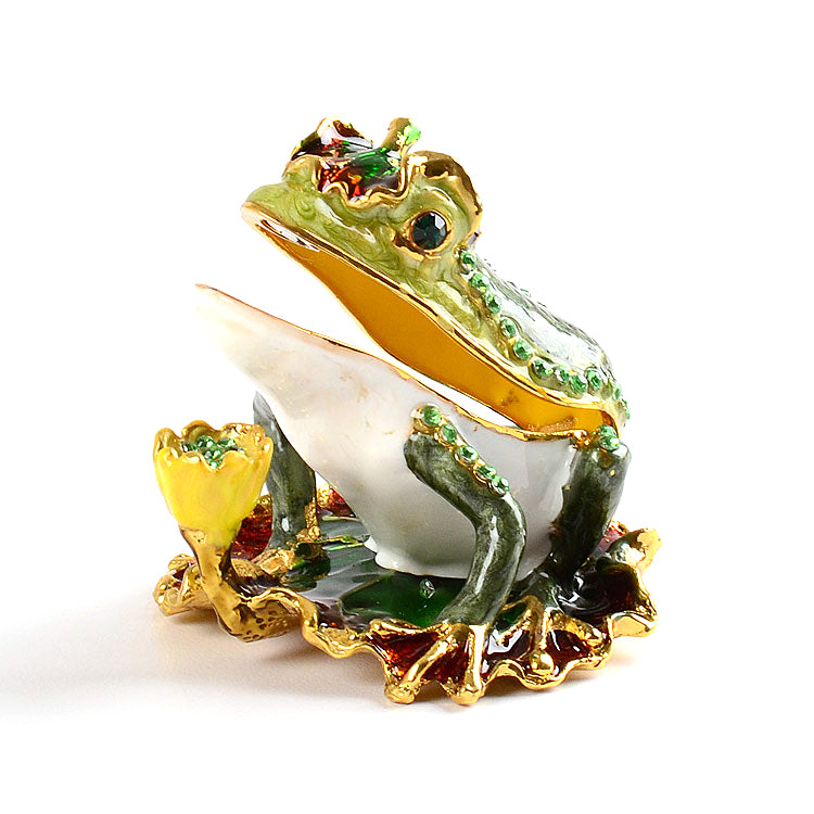 Happy Frog On Lily Pad Trinket Box