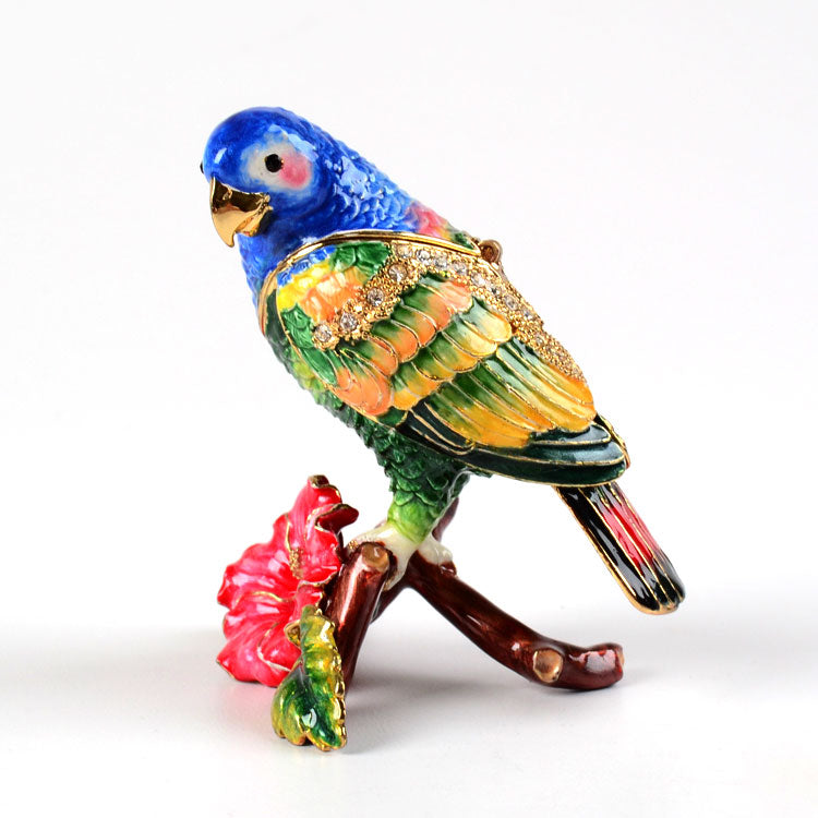 Parrot and Hibiscus Trinket Box