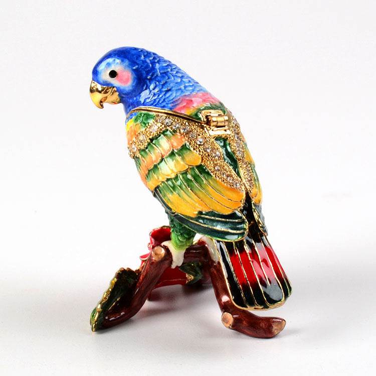 Parrot and Hibiscus Trinket Box