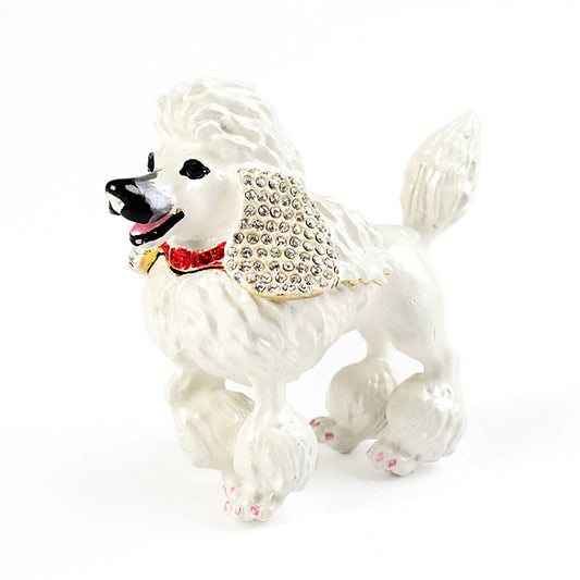 White Poodle Keepsake Trinket Box