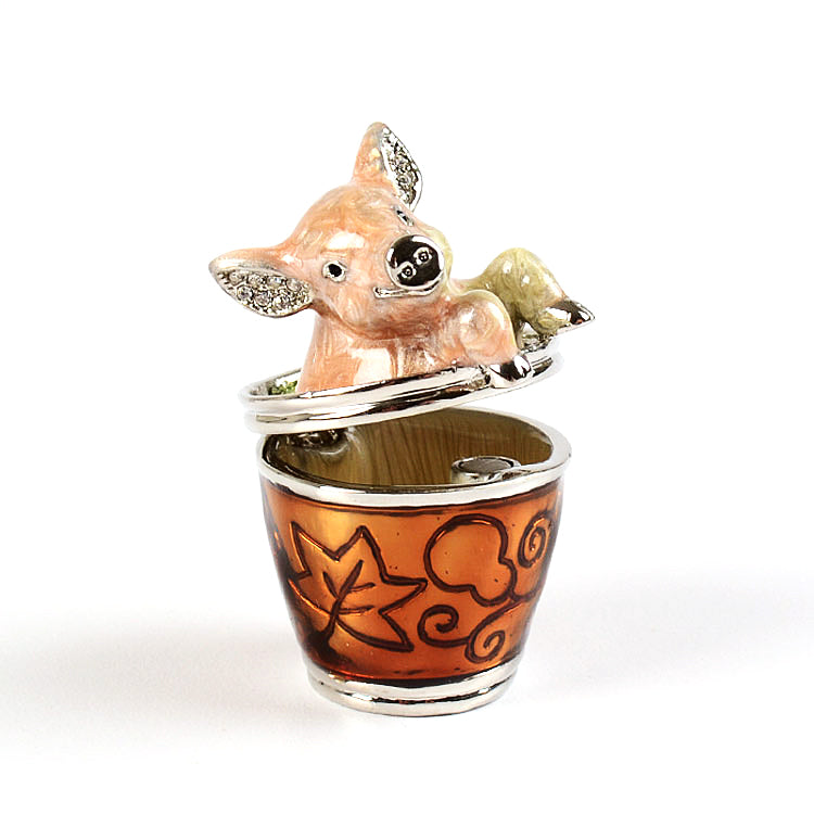 Lil Pig in a Barrel Trinket Box