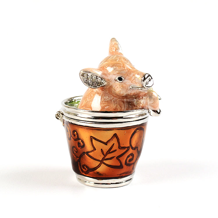 Lil Pig in a Barrel Trinket Box