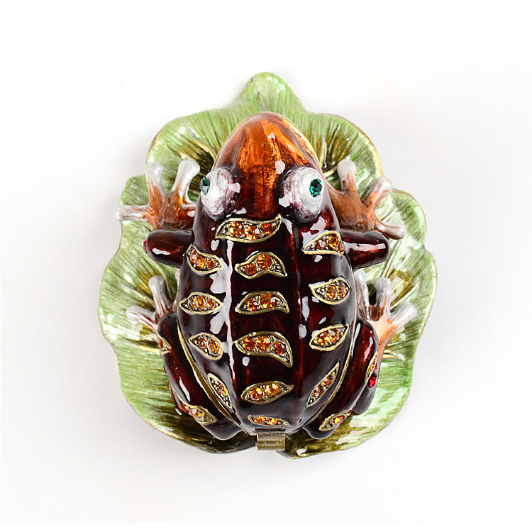 Brown Toad on Leaf Trinket Box