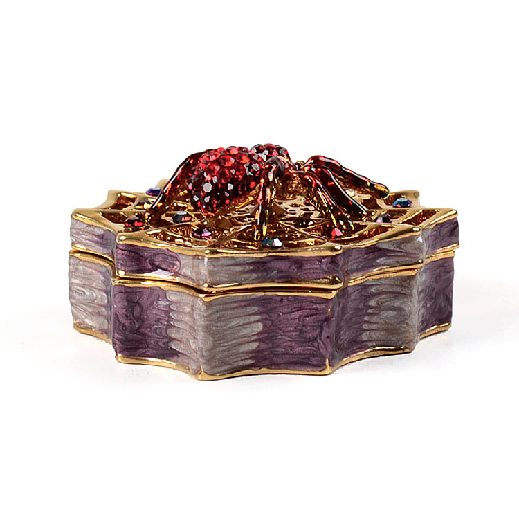 Red Crystal Spider on Web Trinket Box