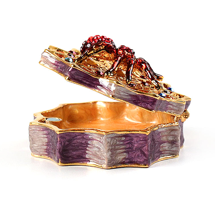 Red Crystal Spider on Web Trinket Box