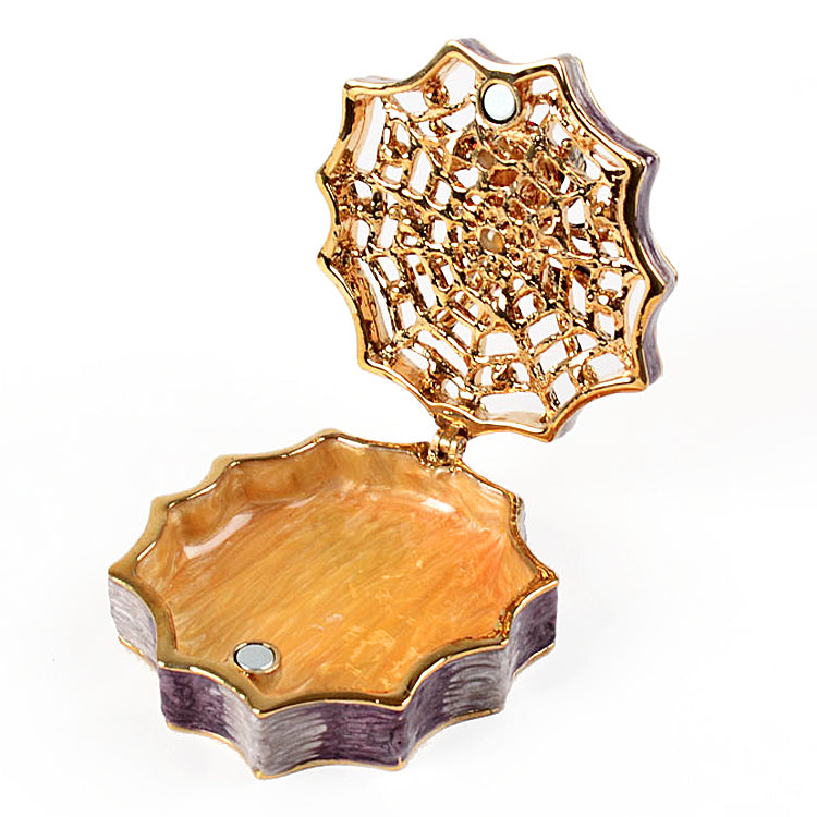 Red Crystal Spider on Web Trinket Box