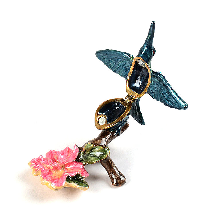 Hummingbird and Hibiscus Trinket Box