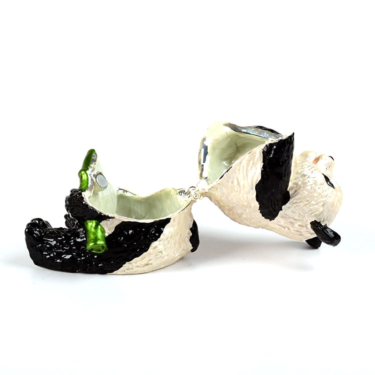 Panda With Bamboo Figurine Keepsake Box