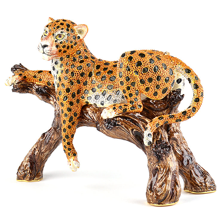 Large Lounging Leopard Trinket Box