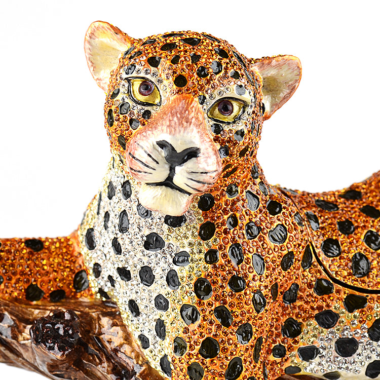 Large Lounging Leopard Trinket Box