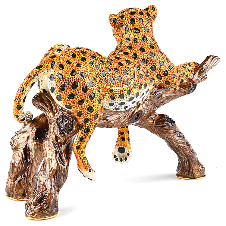 Large Lounging Leopard Trinket Box