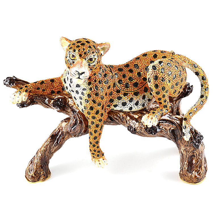 Large Lounging Leopard Trinket Box