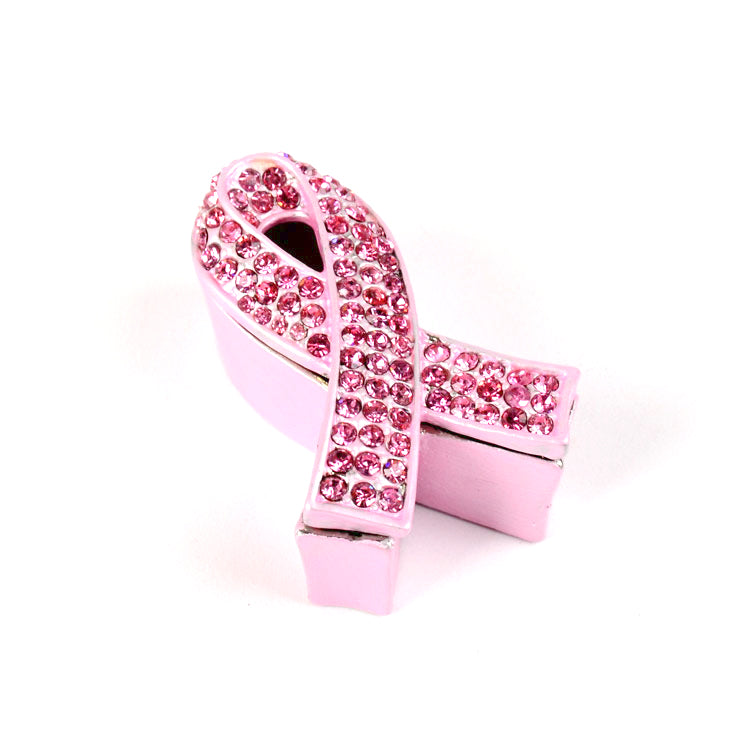 Pink Crystals Cancer Awareness Ribbon Box