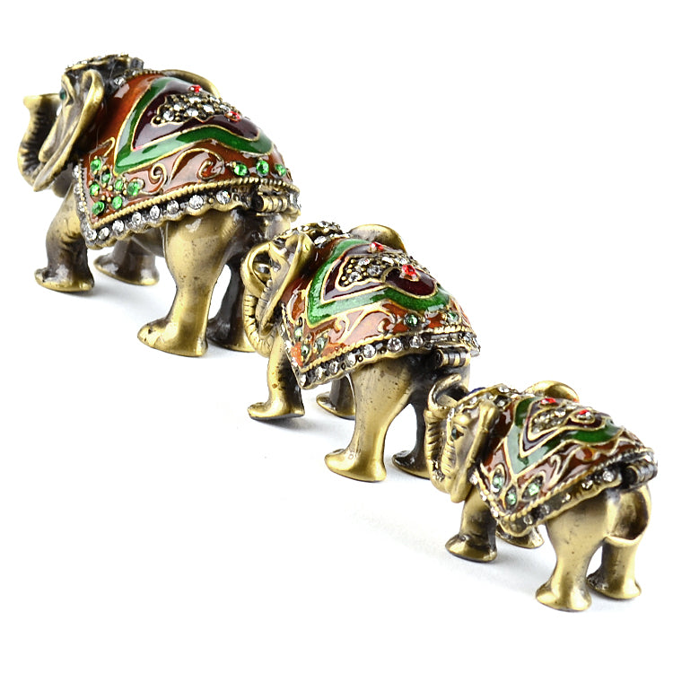 Family of Three Elephants Trinket Box Set