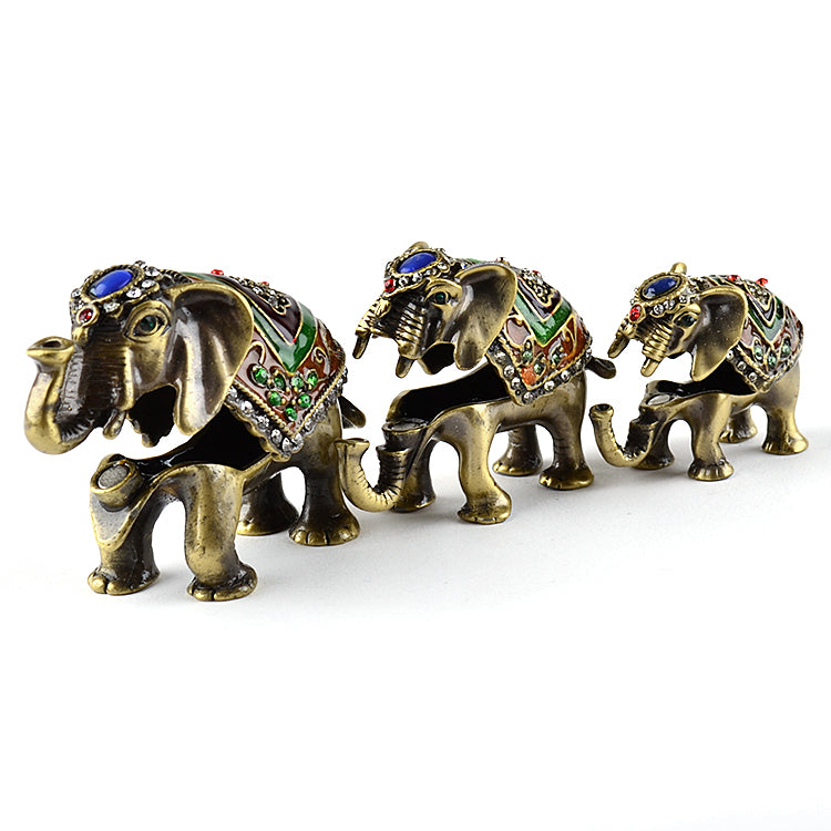 Family of Three Elephants Trinket Box Set