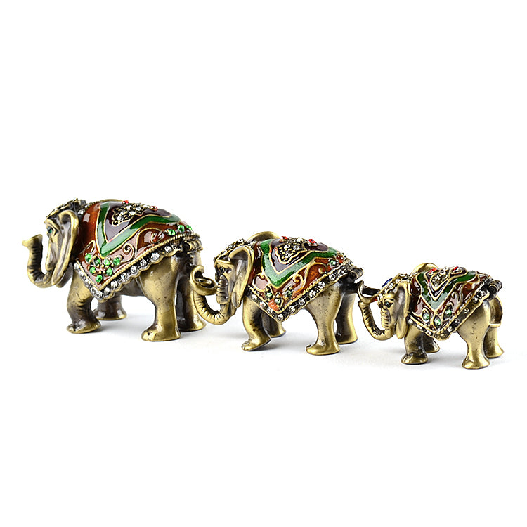 Family of Three Elephants Trinket Box Set