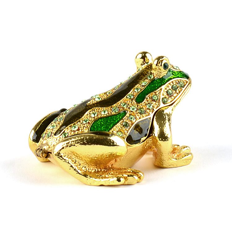 Bejeweled Green Frog Trinket Box