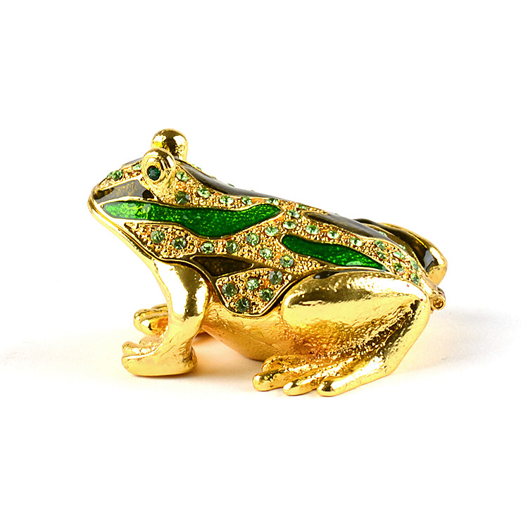 Bejeweled Green Frog Trinket Box