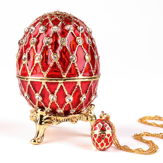 Red Faberge Egg & Necklace Set