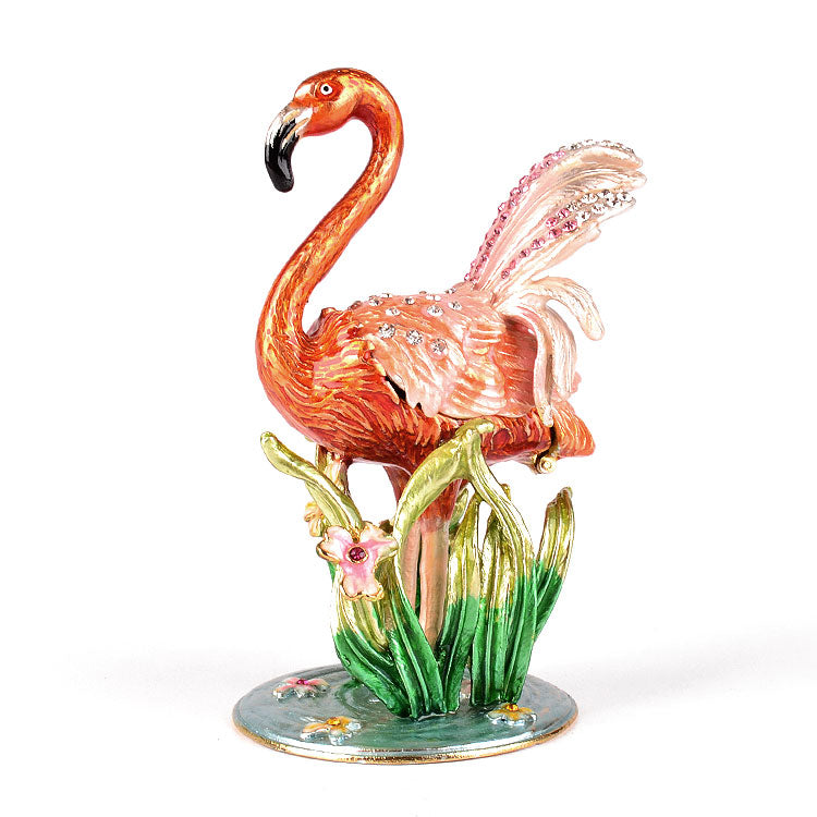 Flamingo in Pond Trinket Box