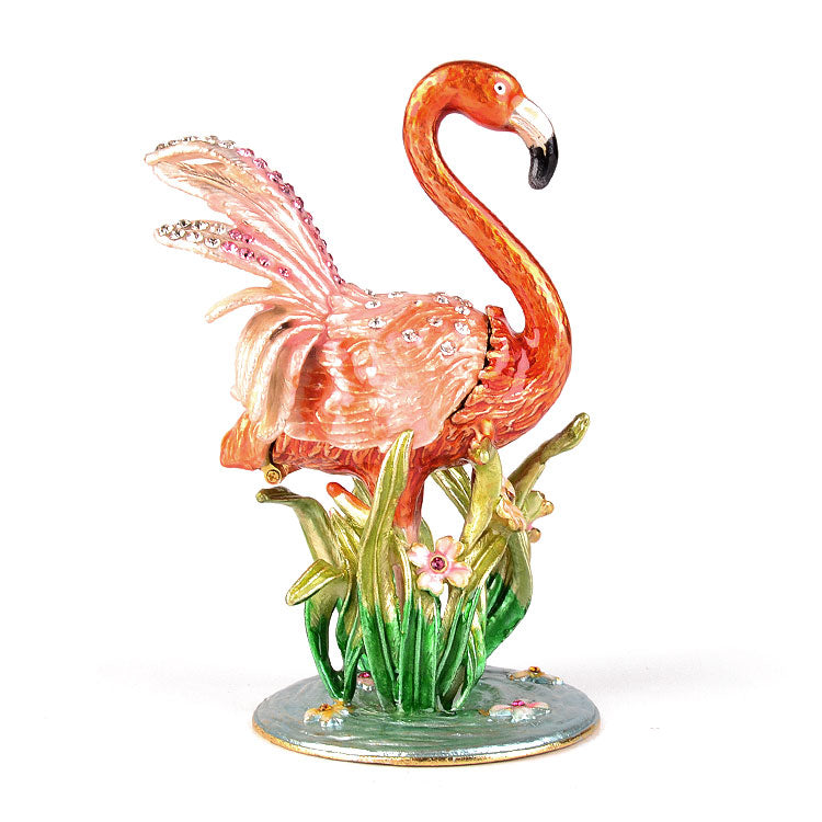 Flamingo in Pond Trinket Box