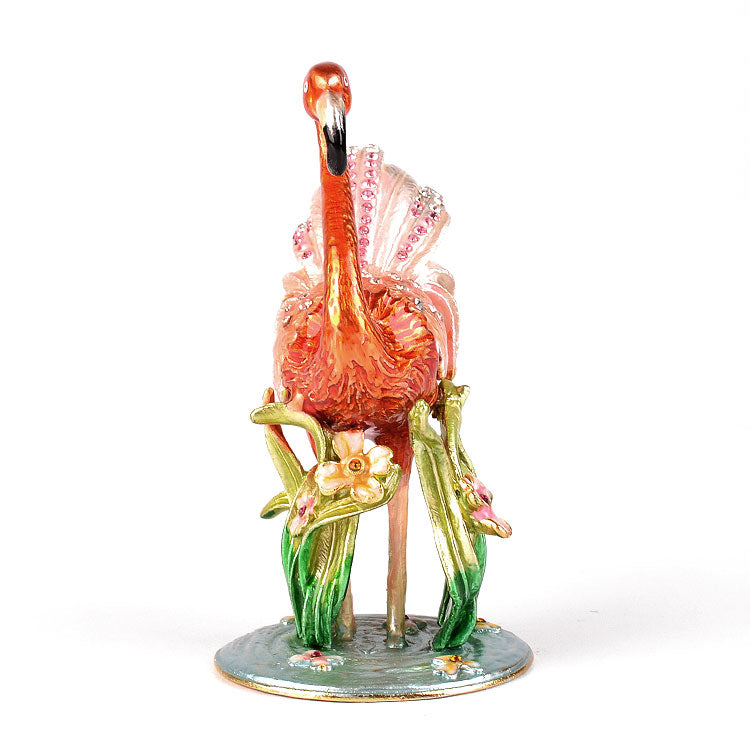 Flamingo in Pond Trinket Box