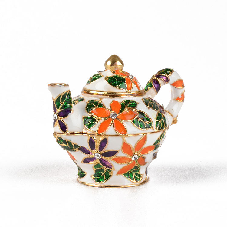 Colorful Floral Teapot Trinket Box