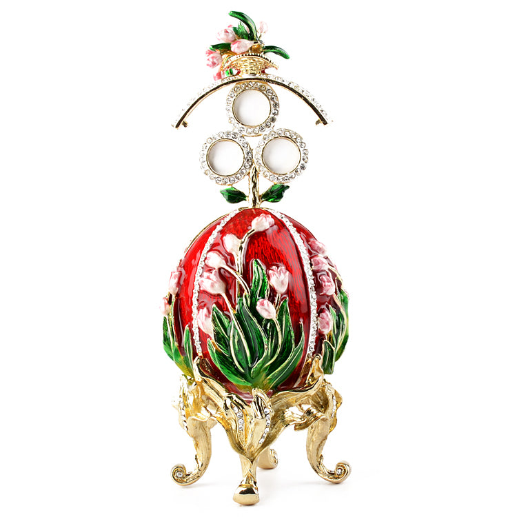 Tulips of the Valley Faberge Style Red Egg