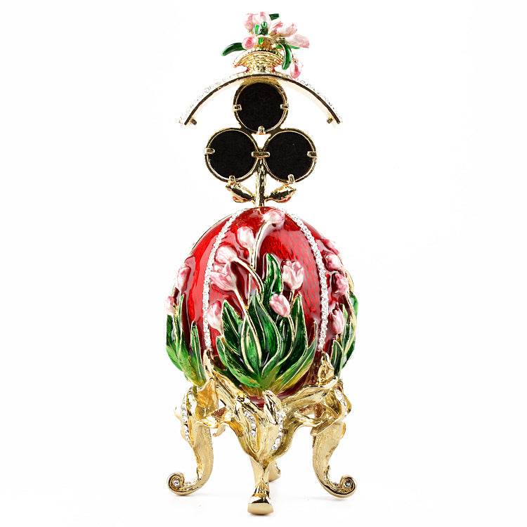 Tulips of the Valley Faberge Style Red Egg