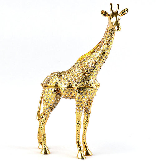 9" Tall Golden Giraffe Trinket Box