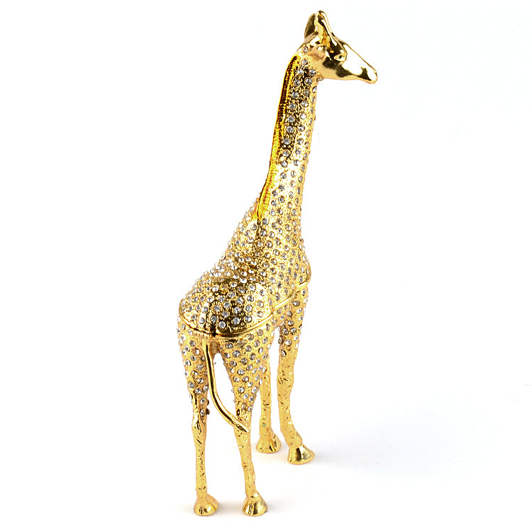 9" Tall Golden Giraffe Trinket Box