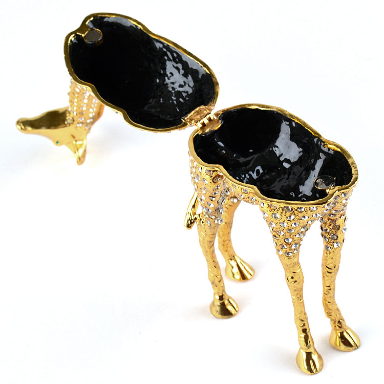 9" Tall Golden Giraffe Trinket Box