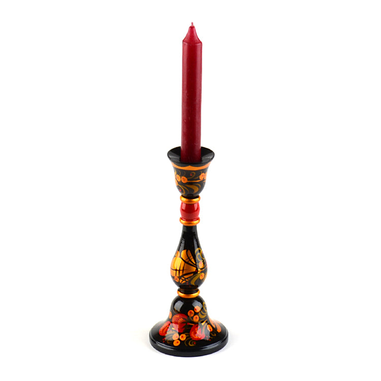 Russian Red Berries Khokhloma Candle Holder