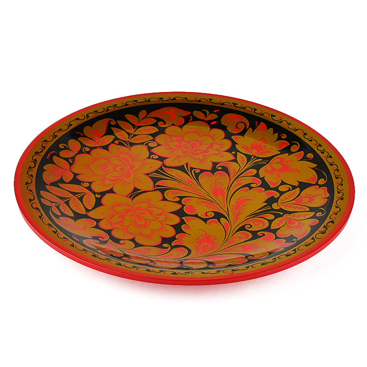 Red & Gold Floral Khokhloma Platter