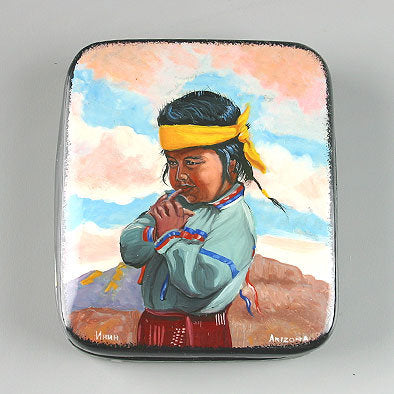 Portrait Of Native American Boy Lacquer Box