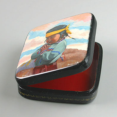 Portrait Of Native American Boy Lacquer Box