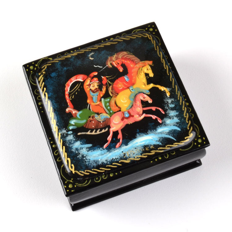 Russian Troika Horses Lacquer Box