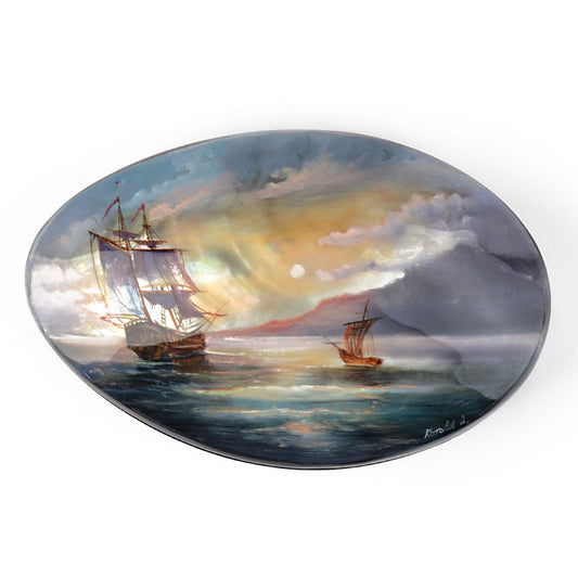 Fedoskino Abalone Shell Lacquer Box - The Sea