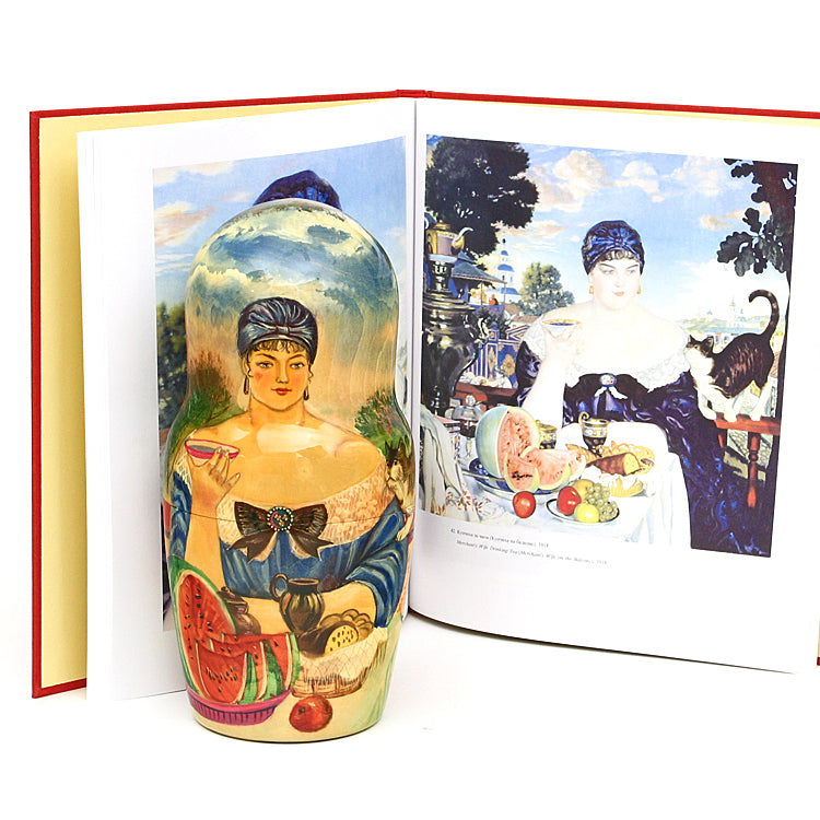 Kustodiev Paintings Nesting Doll and Book Set